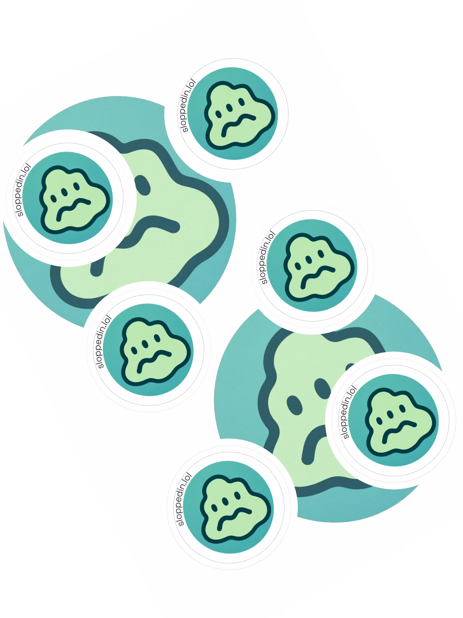 A sheet of SloppedIn vinyl stickers